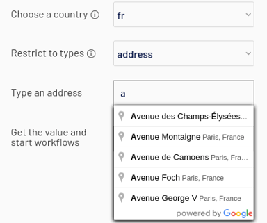 Selecting france addresses