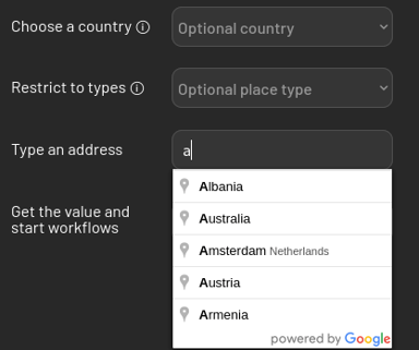 Dark theme with drop down opened